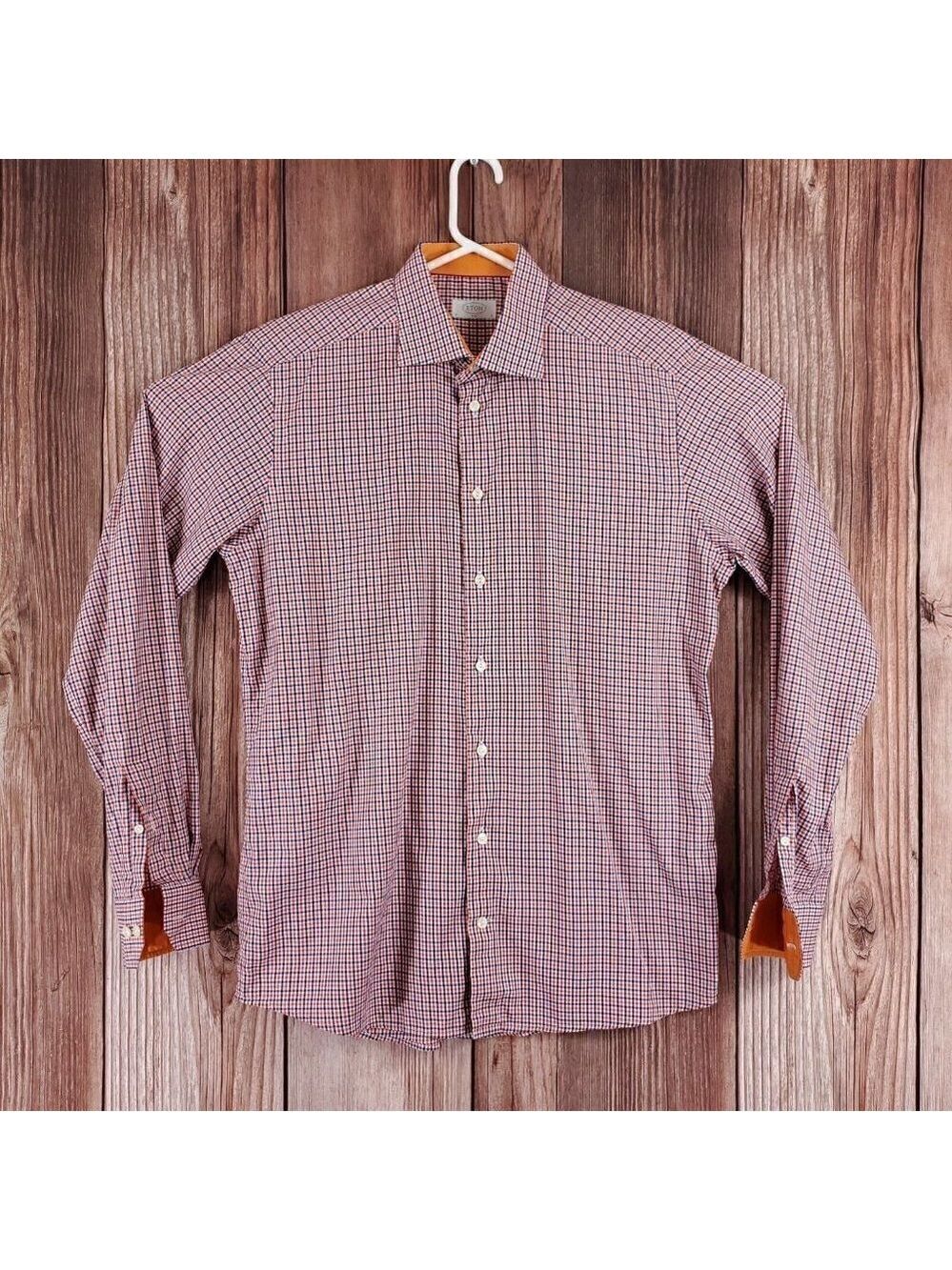 Eton Slim Fit Mens Size 43/17 Button Up Multicolor Check Long Sleeve Dress Shirt